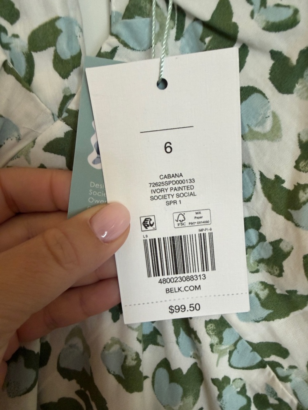 crown & ivy society social White Dress with Green and Light Blue Floral Print - Picture 6 of 6